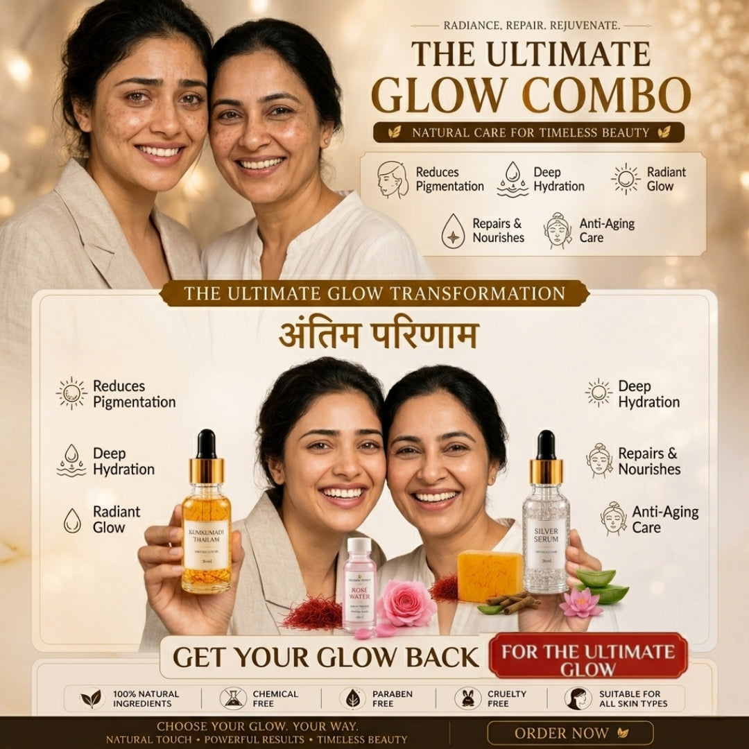 Premium Kumkumadi thailam and silver serum (day/night) (combo)